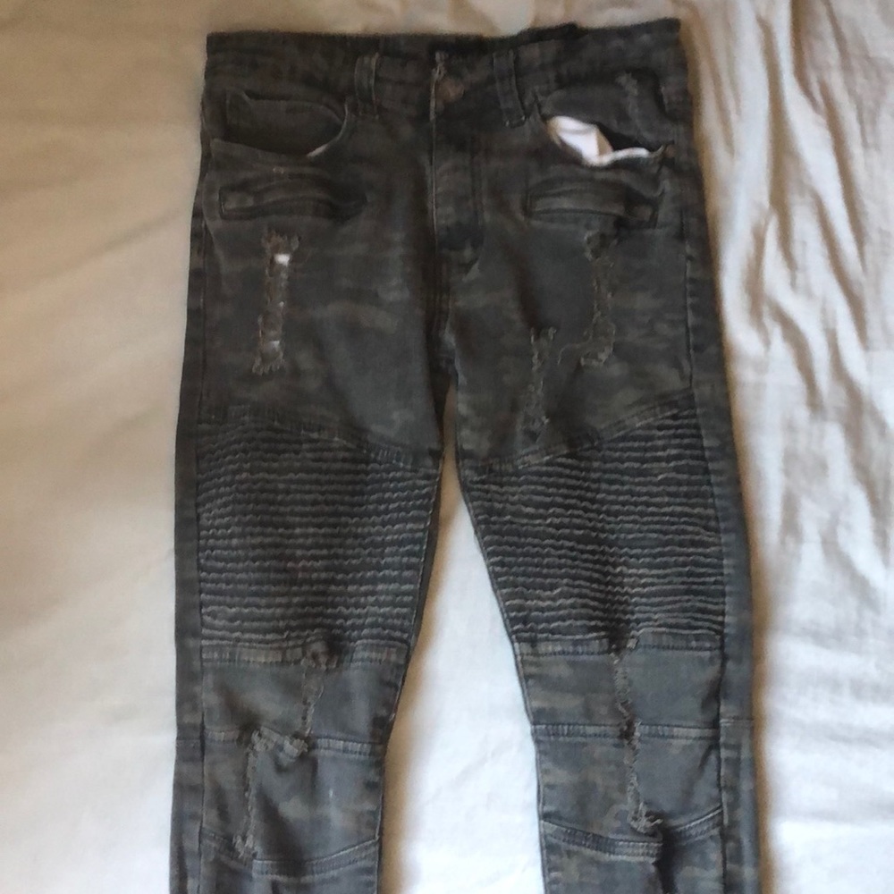 Waimea Camo Print Moto Jeans (Skinny Fit)